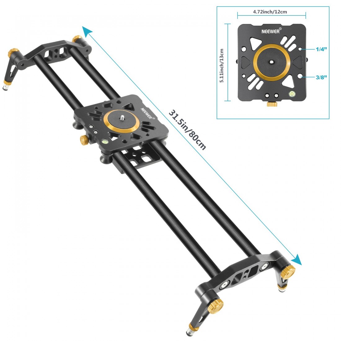 Neewer 80cm Carbon Fiber Camera Track Slider Video Stabilizer